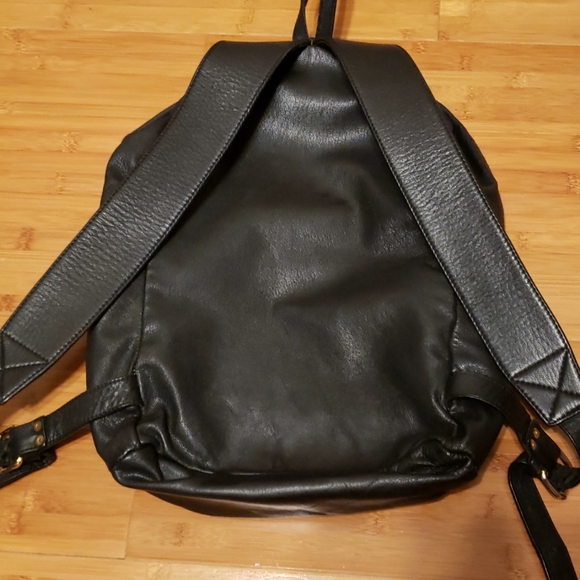 Black Faux Leather Backpack with Bull Skull Accent main image 9